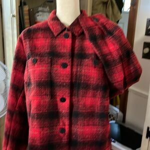 JJill cropped red plaid jacket. Size Medium tall